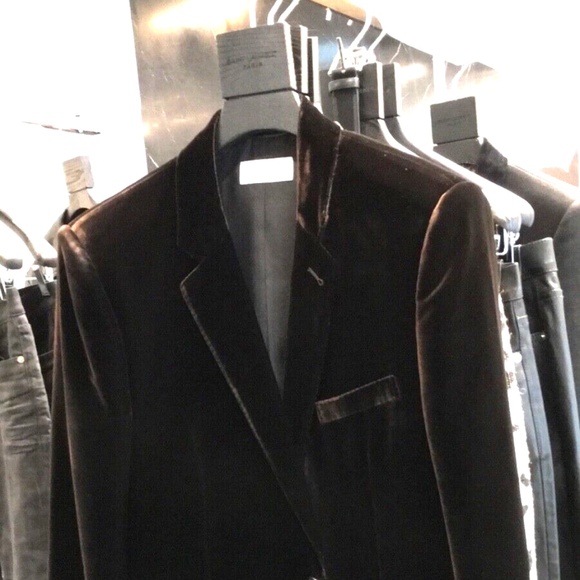 Hedi Slimane, Saint Laurent- Smoking Blazer/Jacket, Brown, Velvet Size 48 - Picture 4 of 13